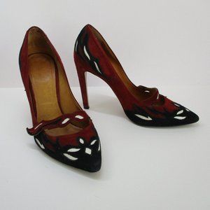 Isabel Marant Kylie Black Burgundy Suede Heels Euro 38 Gorgeous!